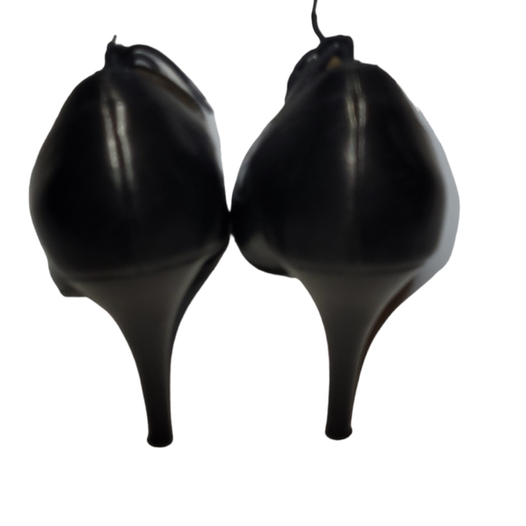 Ciao Bella 40's Style Black Leather Open Toe Peep Lace Up Heels Size 8 1/2 - Picture 3 of 8